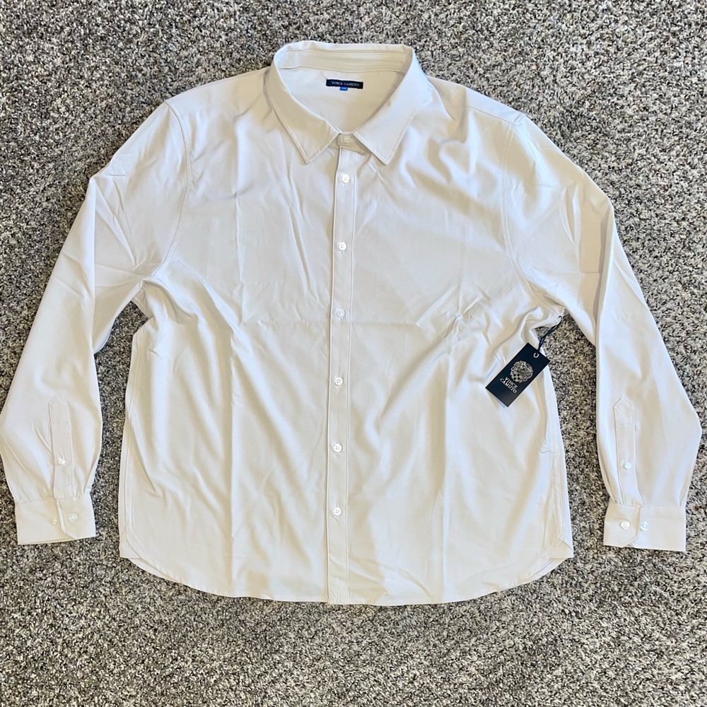 NWT $88 Vince Camuto Cream Button Down Shirt Size Mens XXL